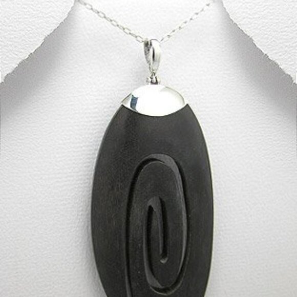 Sterling Silver Large Wood Swirl Pendant - 3.5" - NEW - Picture 3 of 6